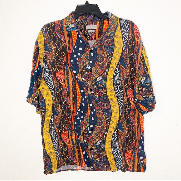 Zara Other - 1970s Bohemian Button Short Sleeve Shirt Paisley